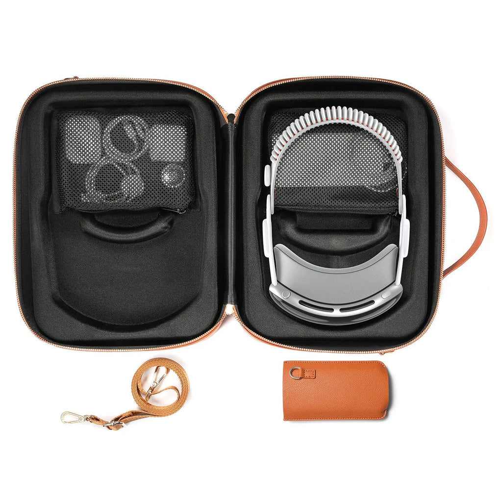 Vision Pro MR glasses superfiber storage box in black colour showing interior compartment