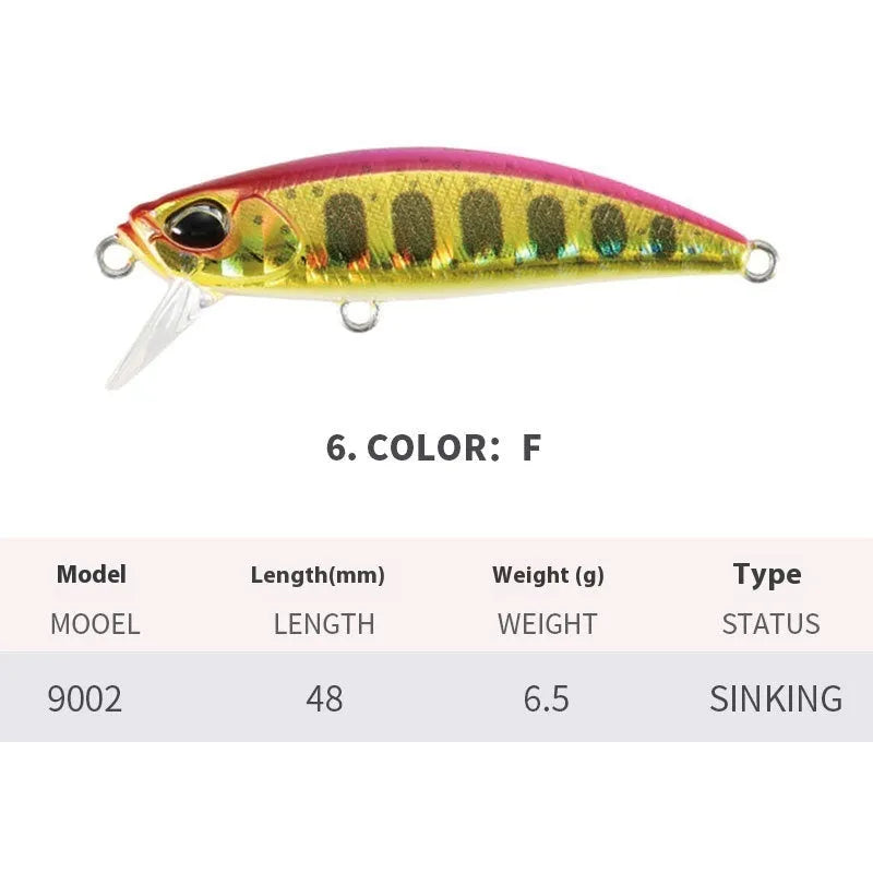 48mm Japanese mino fishing lure for mandarin fish and snakehead in various colours