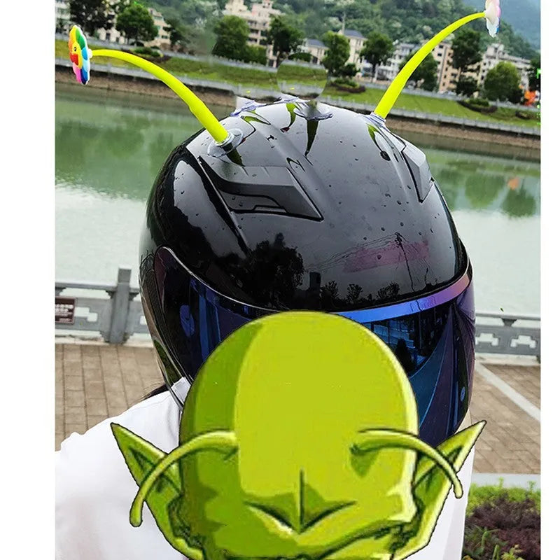 Silicone sunflower helmet decoration with suction cup mount for universal helmet attachment