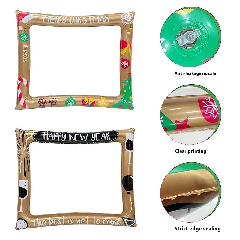 Christmas inflatable photo frame PVC prop for festive photography and holiday decorations