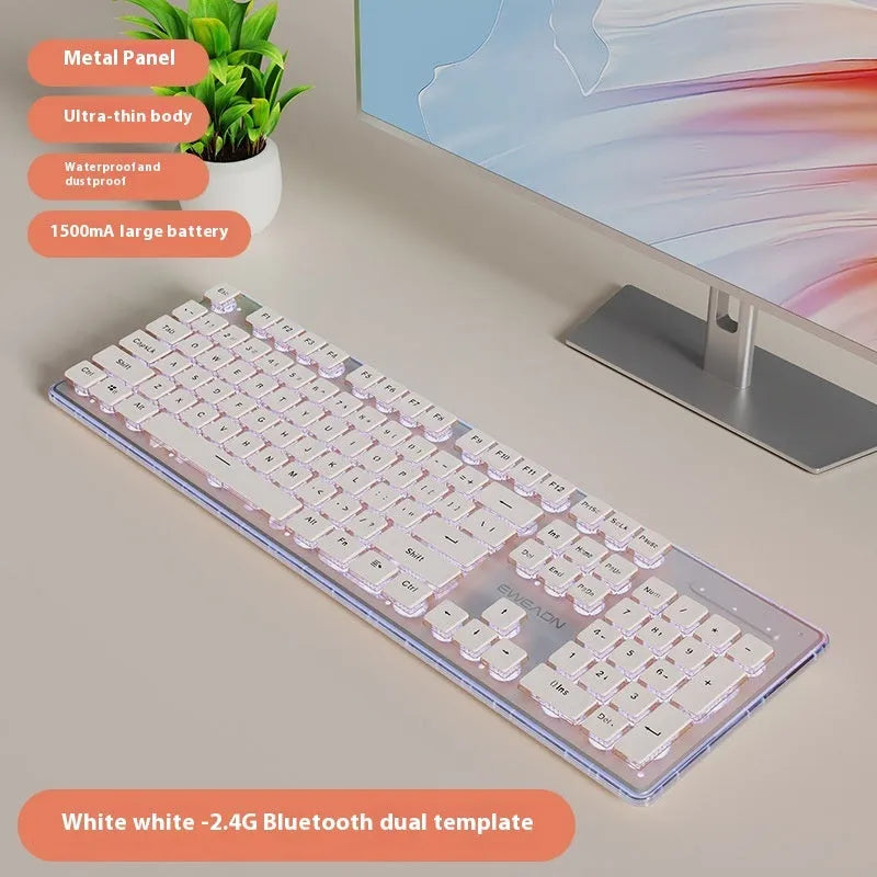 Prewalker V3 wired and wireless keyboard and mouse set in retro green colour on a desk