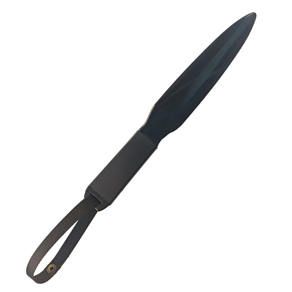 Blue handled nylon dog break stick for training, shown with measurement scale indicating 35 cm length
