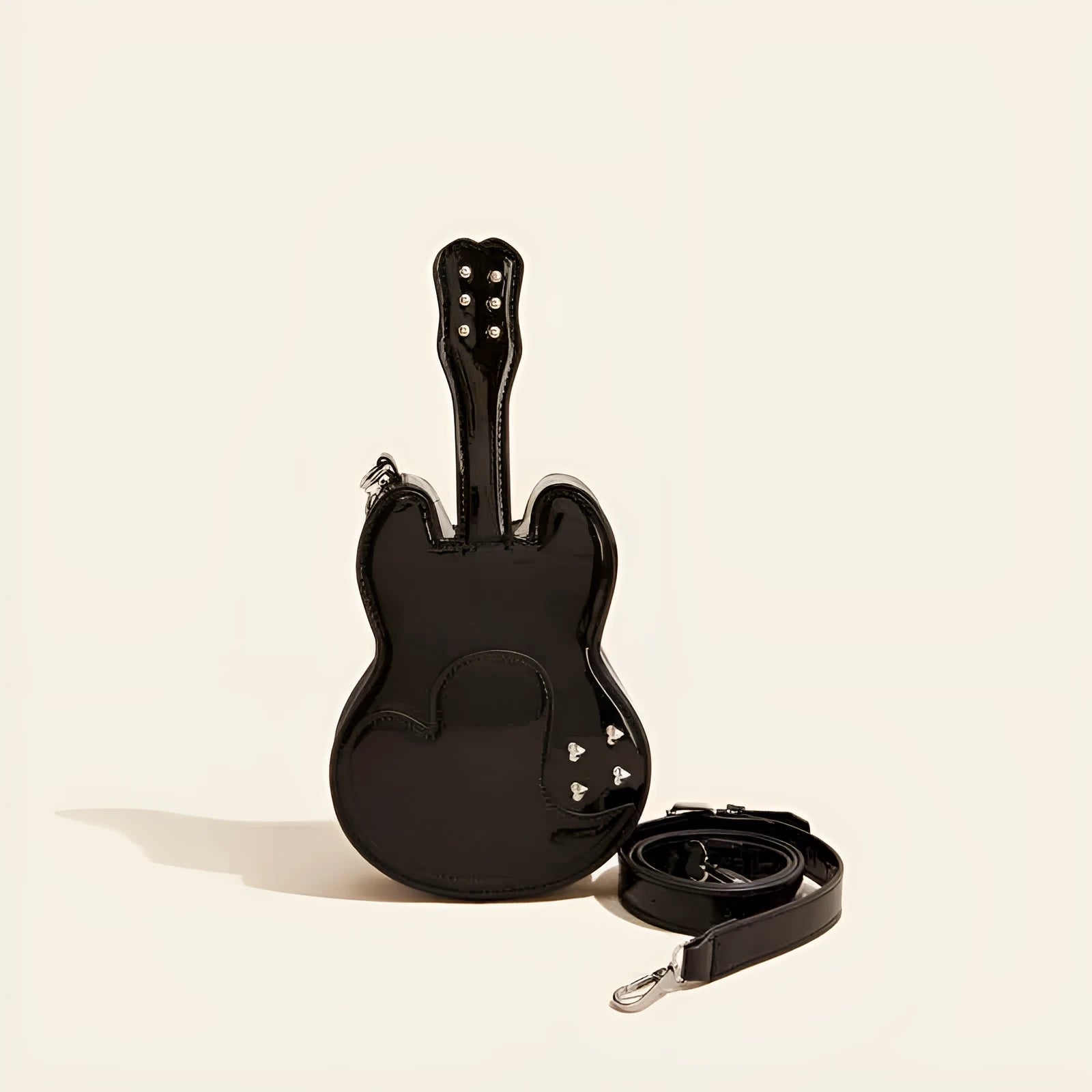 Guitar-shaped creative arts crossbody shoulder bag in PU leather