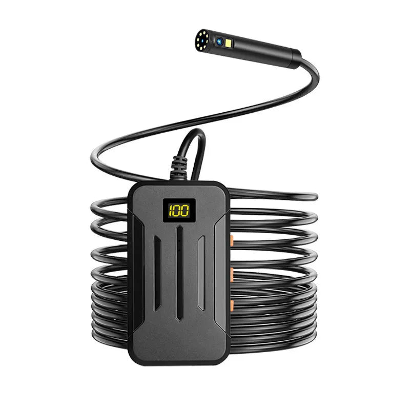F300 wireless dual lens endoscope with 5.5mm and 8mm waterproof camera probes, hook, and magnet accessories