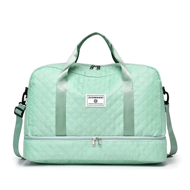 Large Oxford cloth leisure travel bag in a solid colour with sewing thread detail, shown in a 36-55L capacity size.