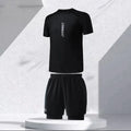Men's polyester swimsuit set with matching top and trousers in multiple colour options
