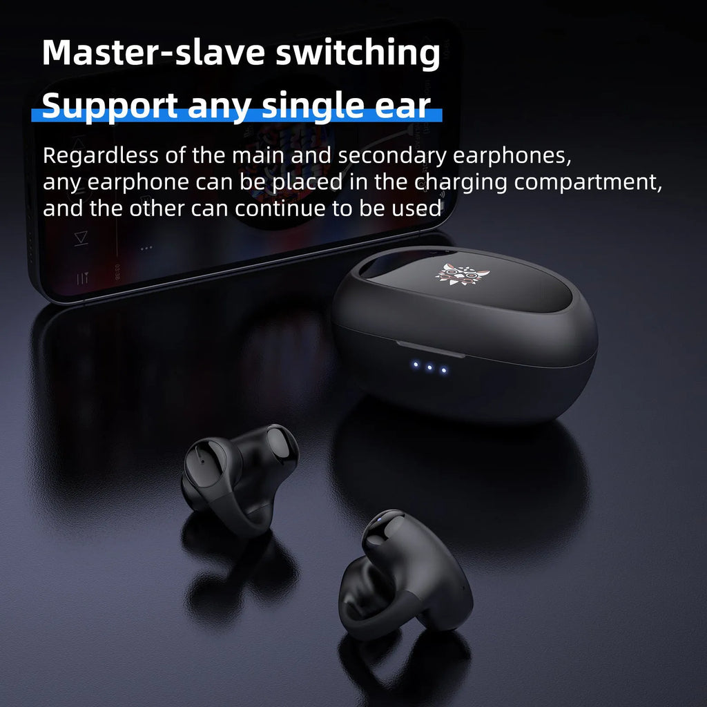 T306 Bluetooth wireless gaming headset with clip-on ear hook design in black or white colour