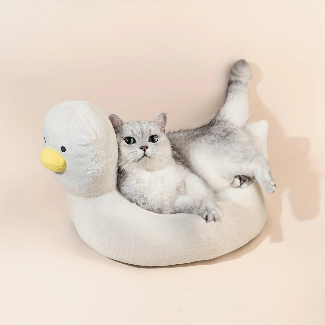 Blue duck-shaped fluffy pet bed sofa for small dogs and cats