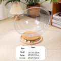 Transparent acrylic cat space capsule turntable bed with visible interior structure