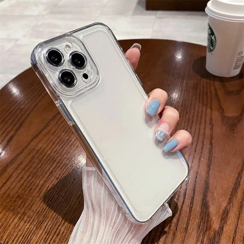 TPU phone case with electroplated button and space shell plating in transparent black