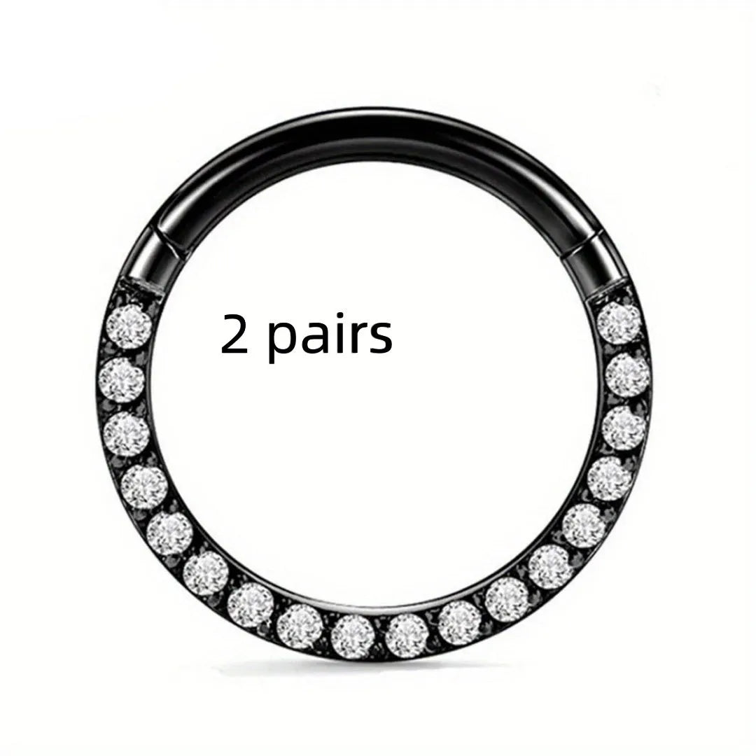 Stainless steel seamless nose ring jewellery showing colour options including gold, rose gold and black finishes