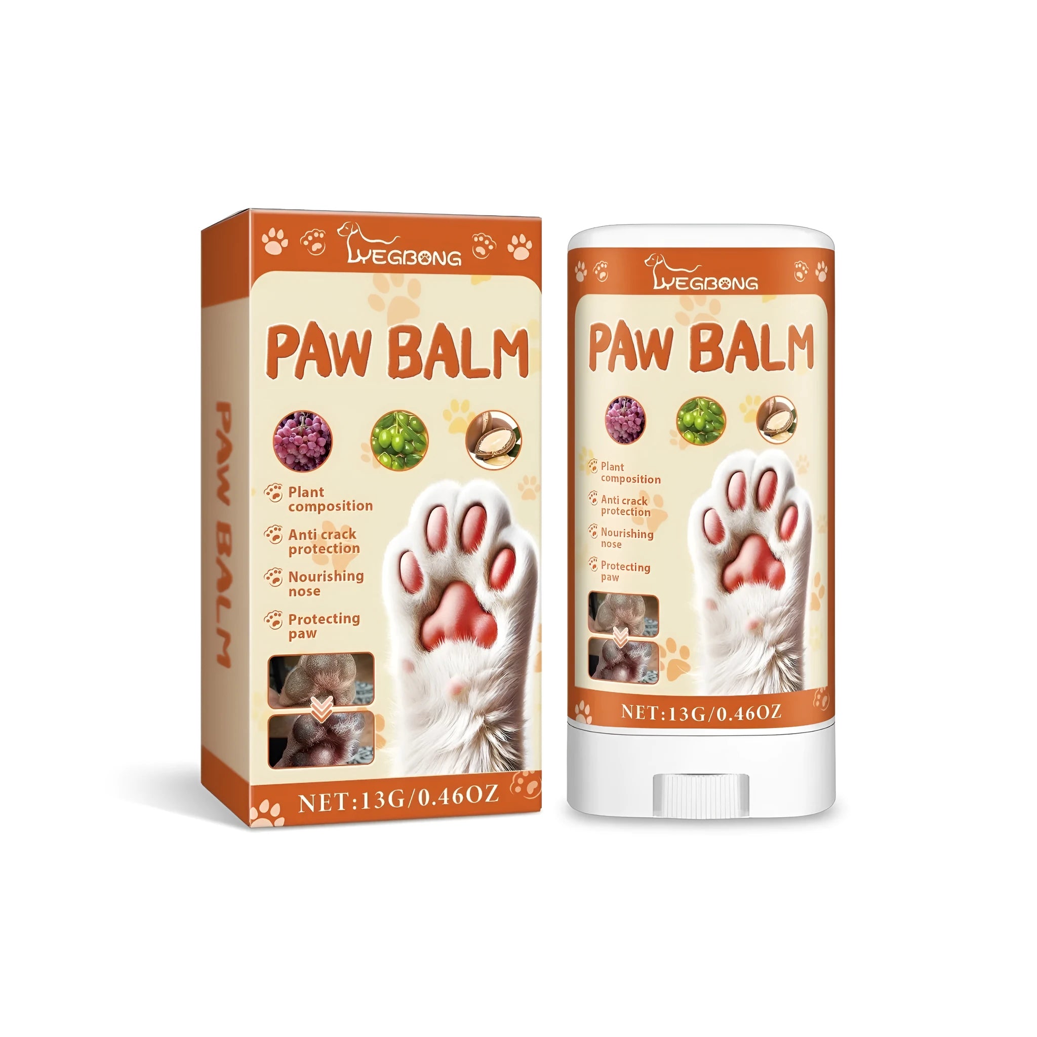 13g pet anti-cracking paw protection cream tin measuring 3.8x2x7.6cm