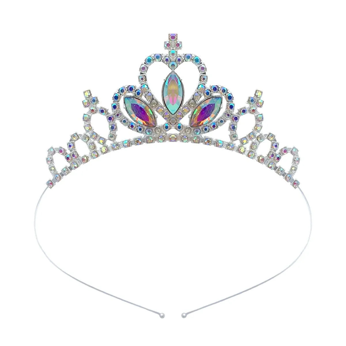 Girl's alloy princess crown with electroplated finish and crystal diamond decorations