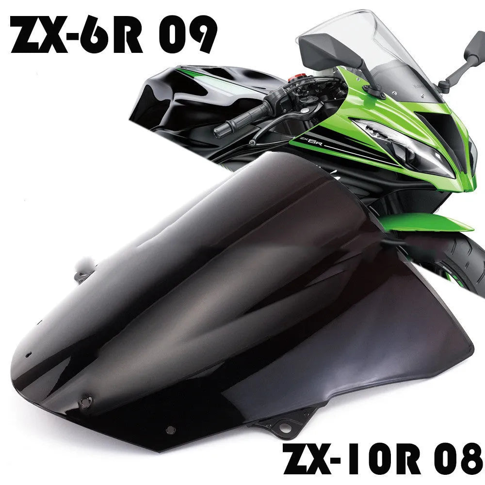Replacement acrylic motorcycle windscreen for Kawasaki ZX-6R and ZX-10R in blue and brown tint options