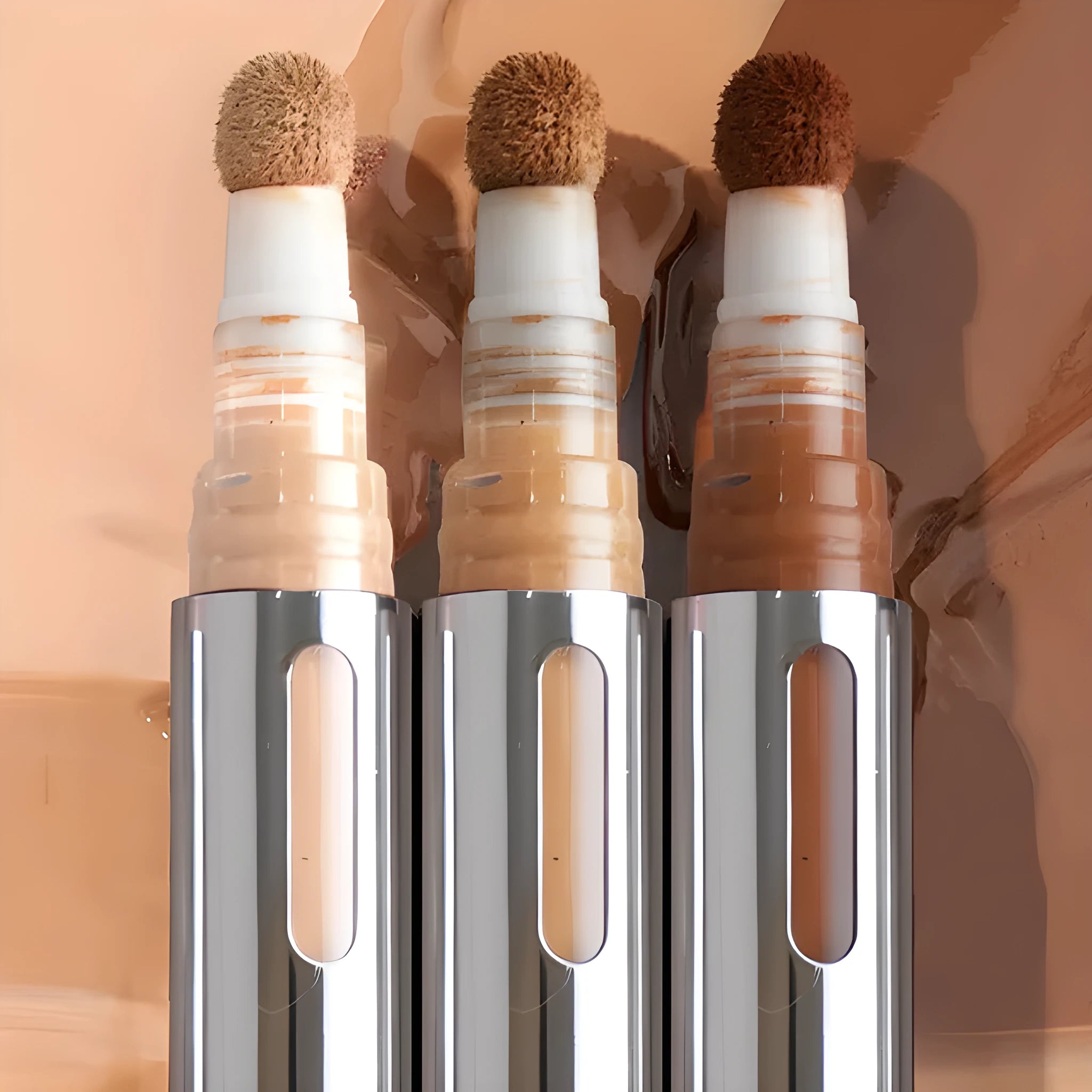 A concealer contour stick pen showing 24 different colour shades for waterproof makeup application.