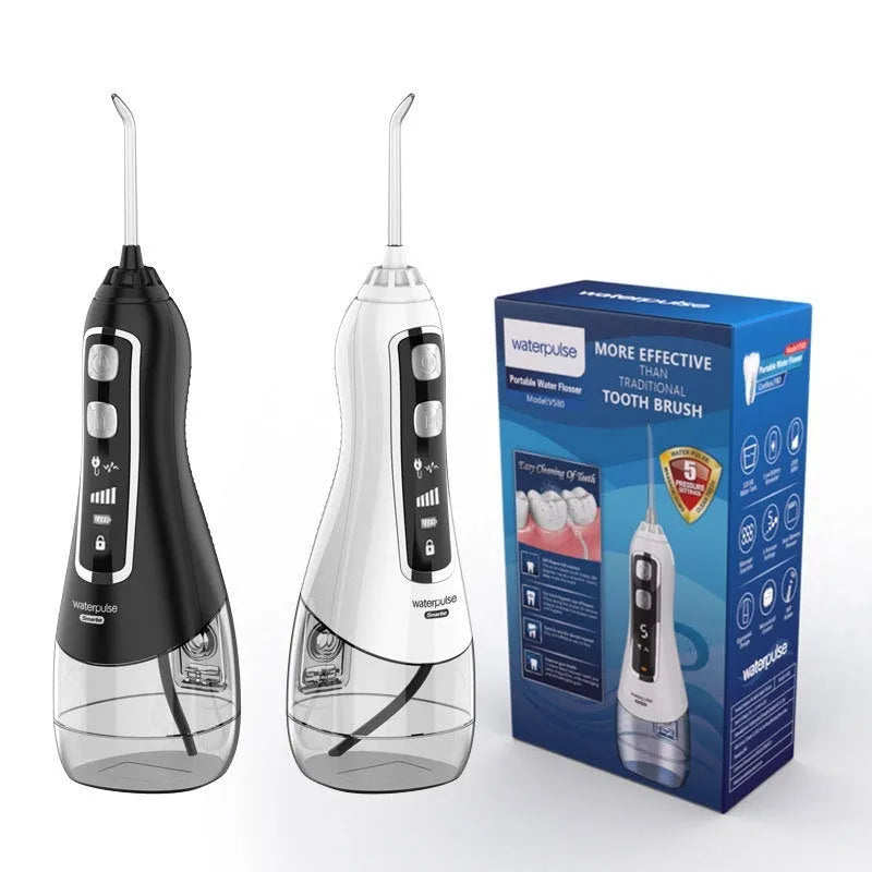 V580 portable 320ml electric dental irrigator water flosser in blue for adult oral hygiene