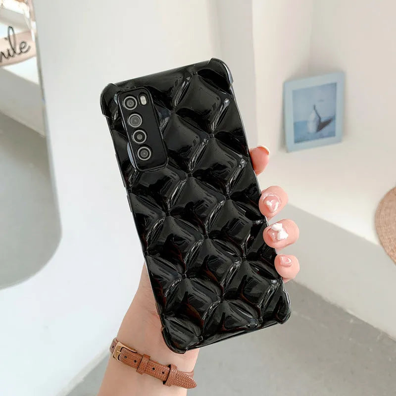 Silicone phone case for Huawei P30, P40, Mate40, and Nova9 models in black, green, pink, or white.