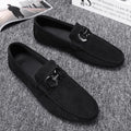 Men's black and grey suede casual shoes with rubber soles for summer