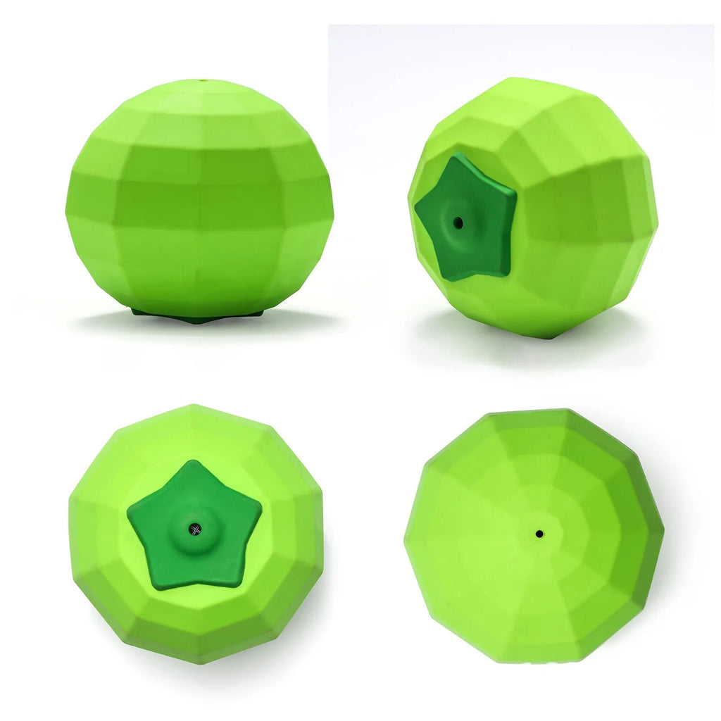 Green natural rubber squeaky dog chew toy ball for medium and large aggressive chewing dogs