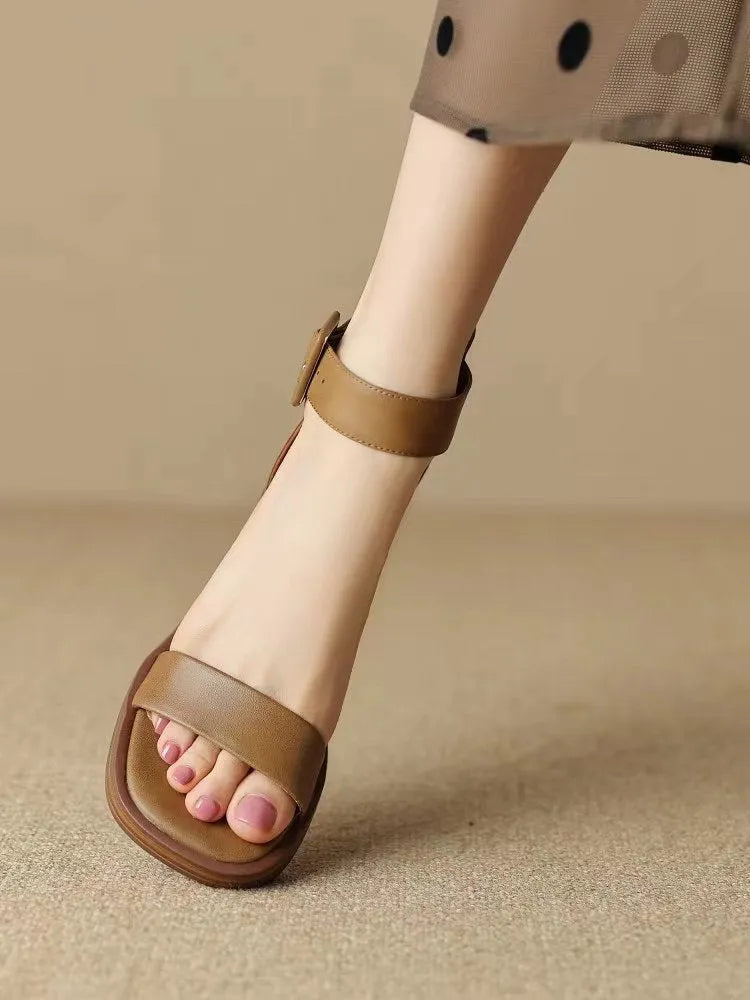 Women's white retro platform high heels with ankle strap and round toe design