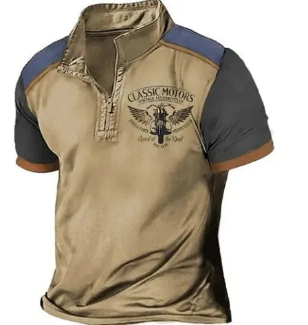 Solid colour golf polo shirt with loose fit pullover style, made from polyester bird eye cloth.