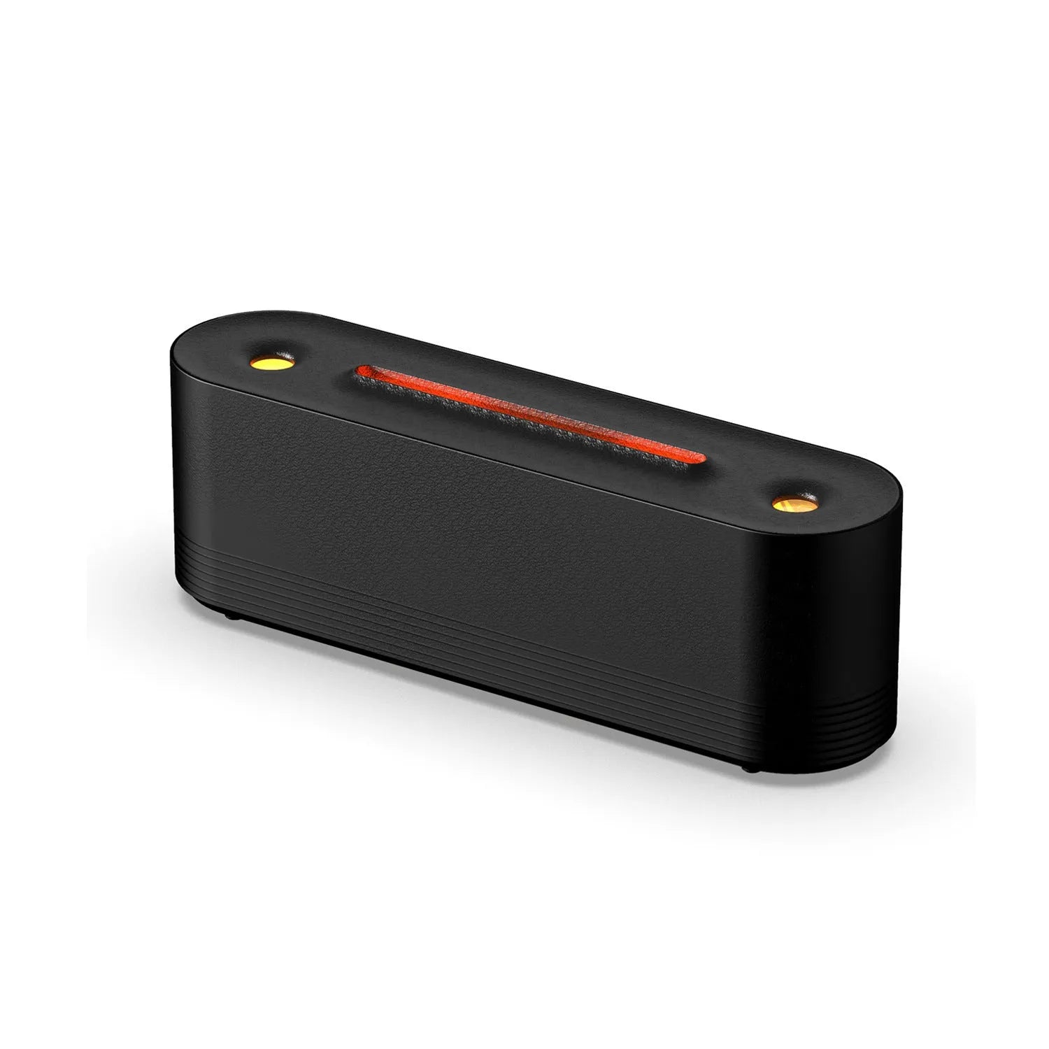 Black ultrasonic humidifier with colourful LED flame lighting and water mist output