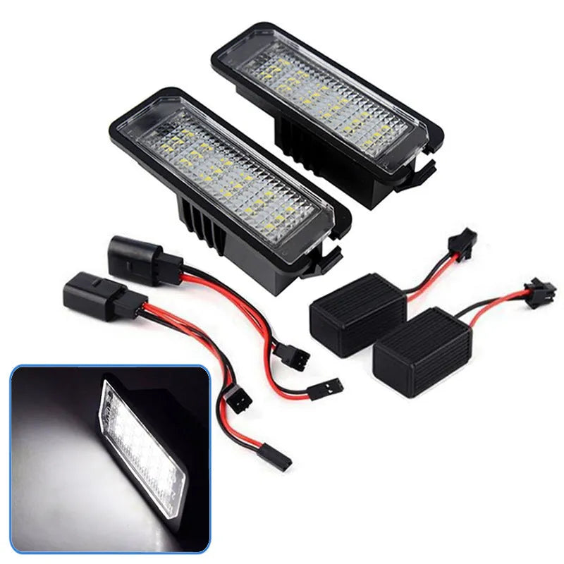 Volkswagen LED license plate light unit with plug connector and built-in Canbus decoder