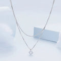 Women's double-layer pendant necklace in 925 silver with pearl chain style in silver colour