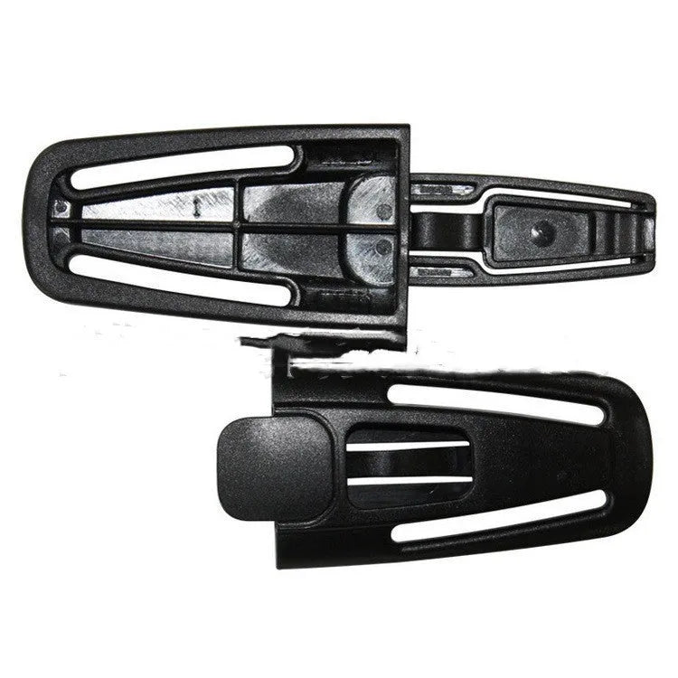 Black nylon PA66 buckle clip for child safety seat 5-point harness, size 14.5x4cm