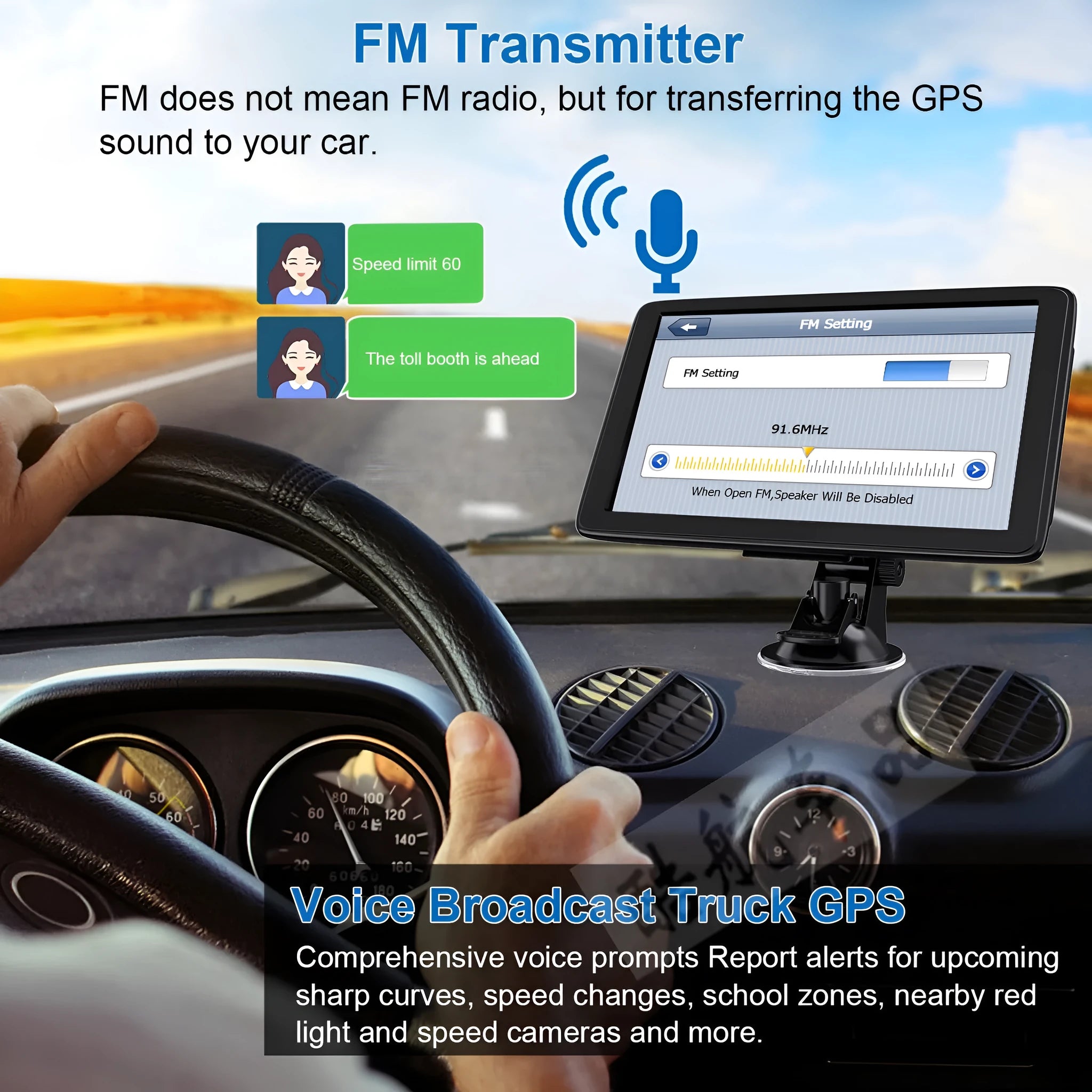 7 inch car GPS navigation device with touchscreen display and vehicle mounting bracket