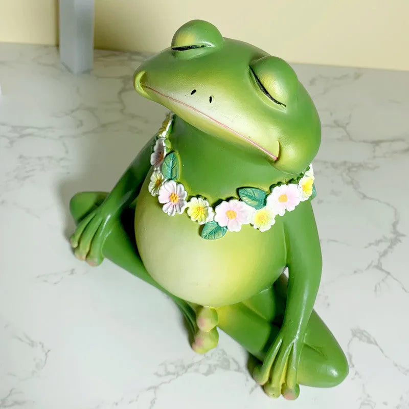 Magic Yoga Frog decoration in RDW123 colour, a European-style plastic and resin micro landscape ornament.