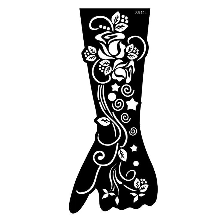 Hollow geometric tattoo sticker sheet with 30 machine-cut 3D paper carving patterns