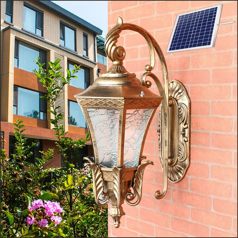 European-style black outdoor waterproof wall lamp with IP54 rating for courtyard lighting