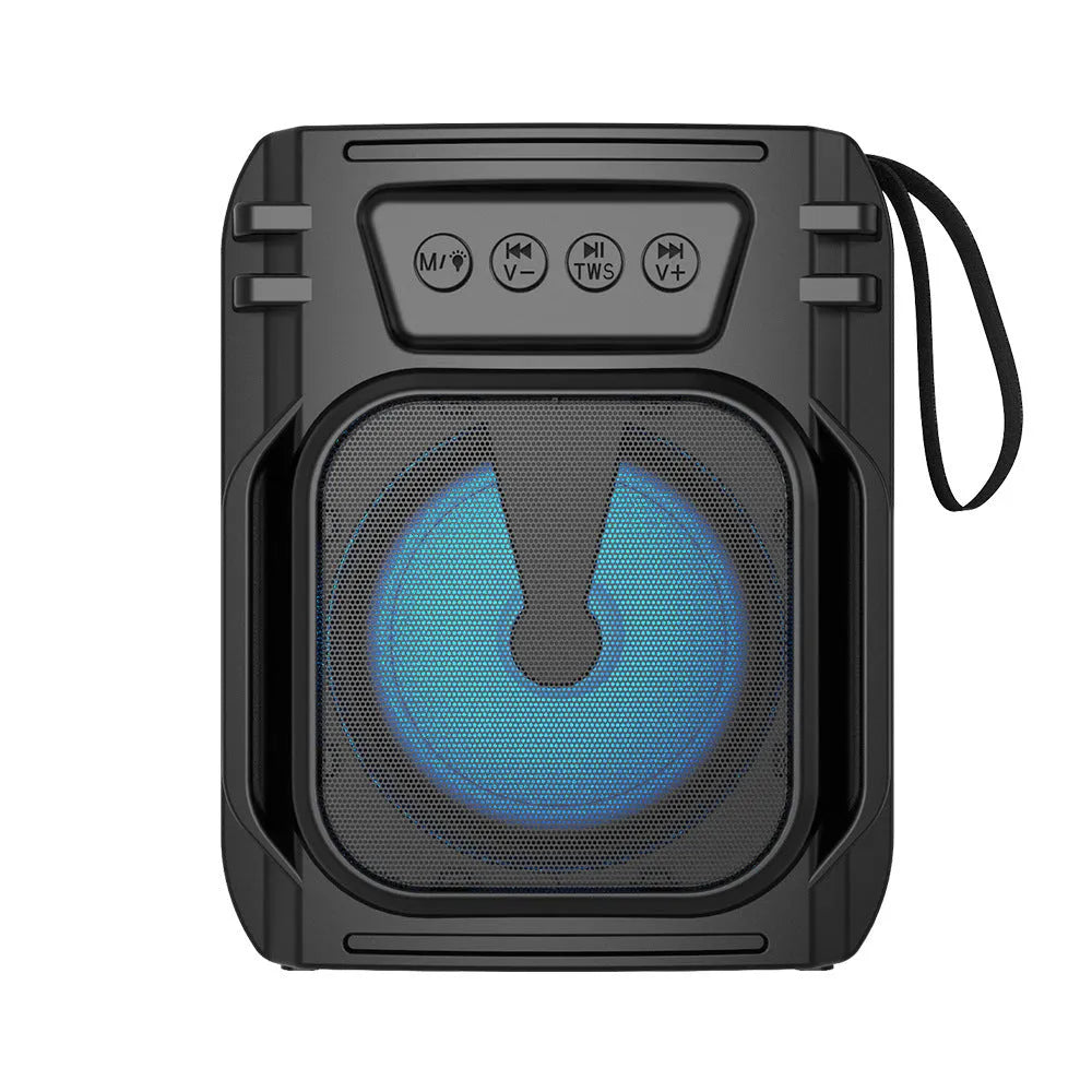 Portable Bluetooth speaker in colour 3107 with USB charging cable, measuring 110 x 87 x 137mm