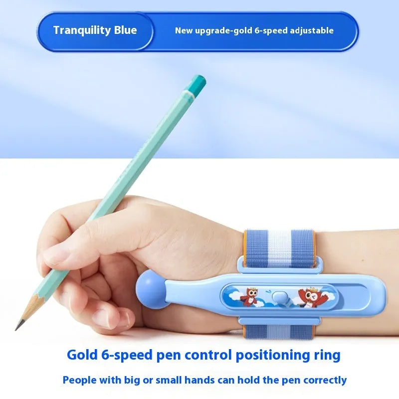 Blue anti-hook pen control corrector wrist brace with ABS nylon construction