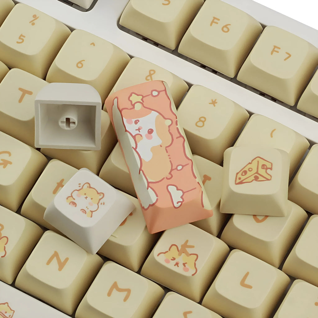 Set of XDA profile plastic keycaps for 68 75 98 100-key mechanical keyboards in grey and yellow.