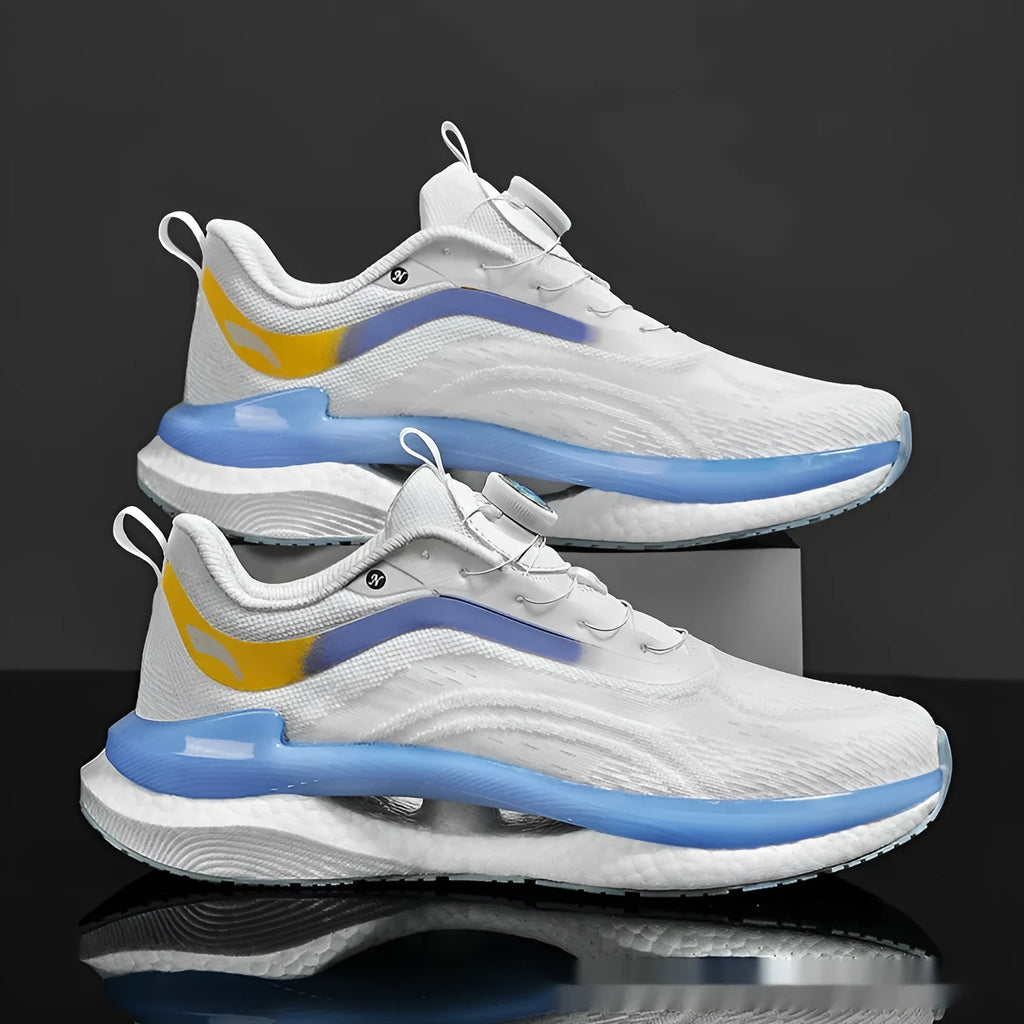 Men's high-top mesh running shoes in cotton candy colour with composite sole