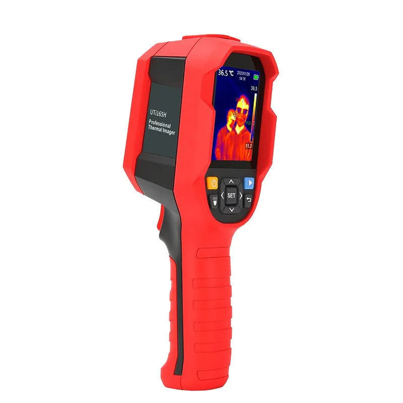 UTi series handheld infrared thermal imaging camera with colour screen displaying a thermal gradient image.