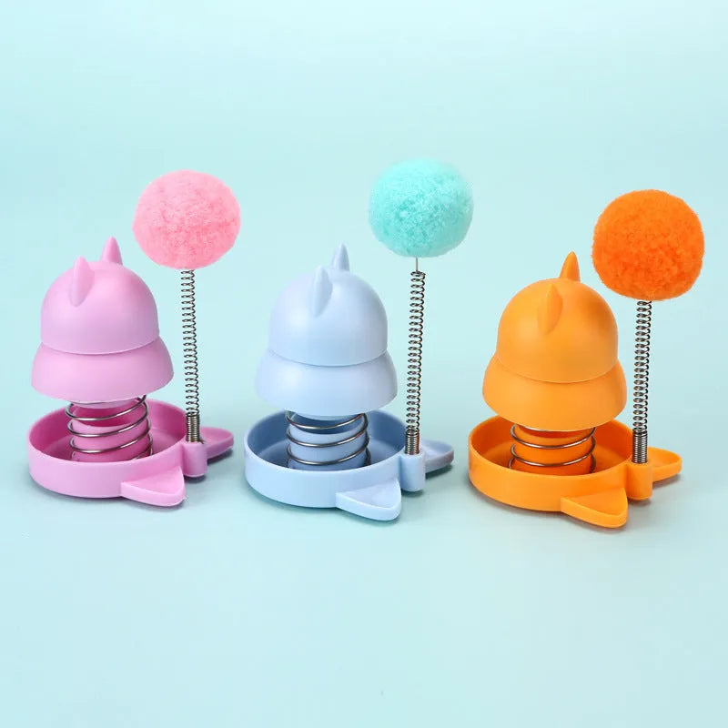 Rotating licking cat toy with mint ball in blue, orange or pink colours