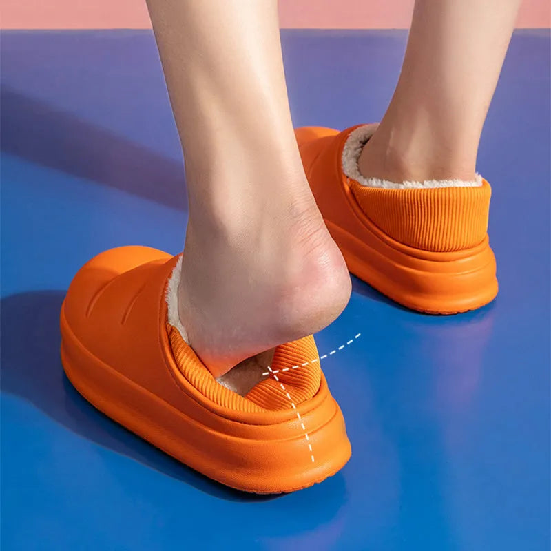 Waterproof EVA garden slippers with non-slip sole and plush lining in various colours