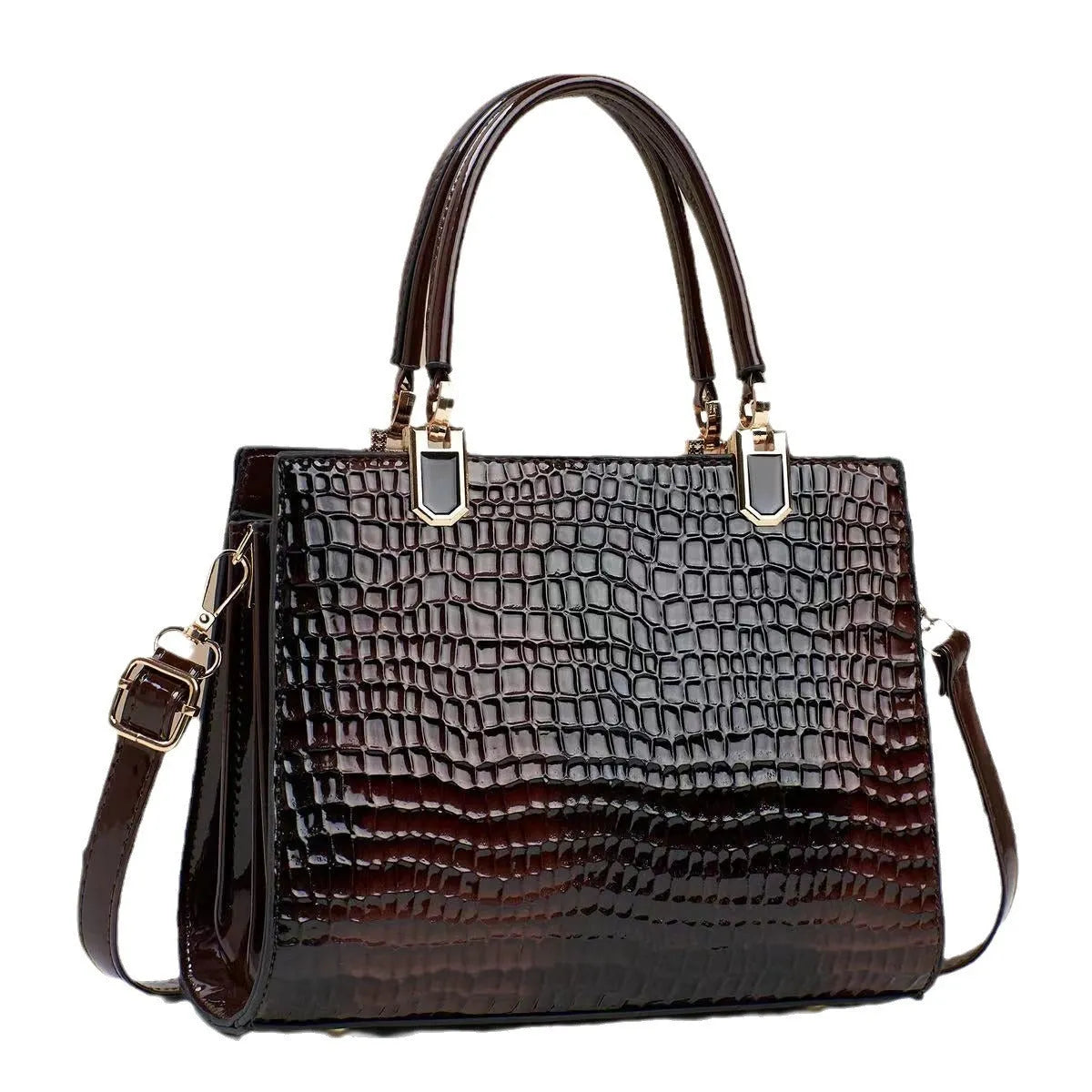 Soft PU leather one shoulder handbag in a horizontal square shape with internal organiser pockets.