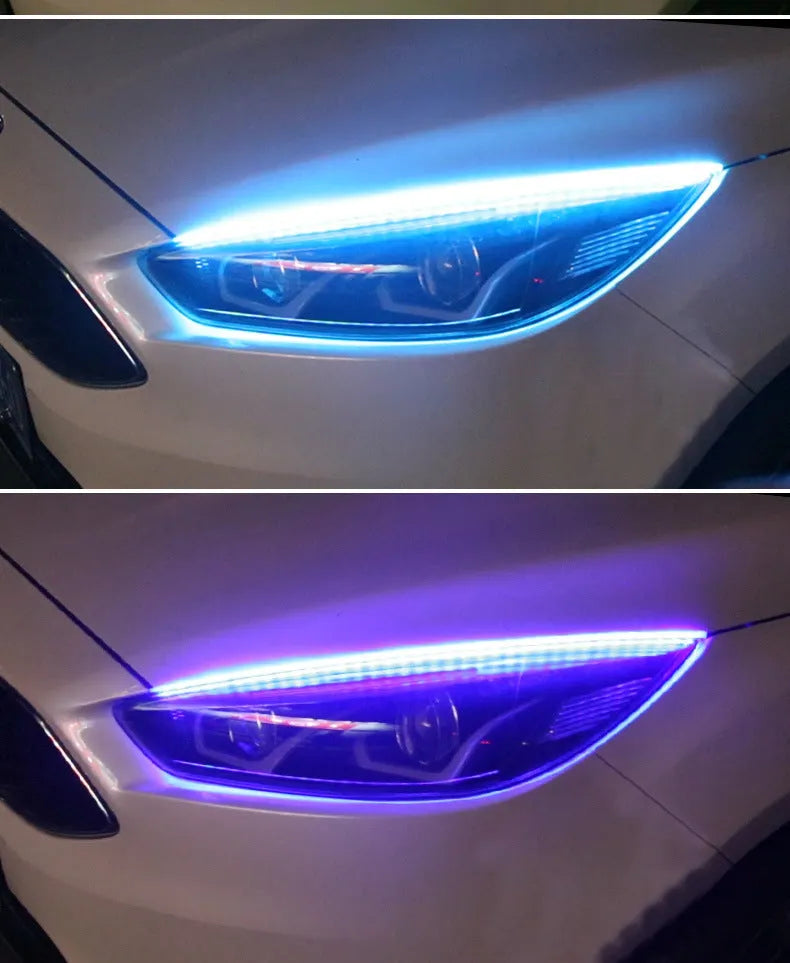 Remote control and RGB LED daytime running light strips in 30cm, 45cm, 60cm sizes for General Motors cars.