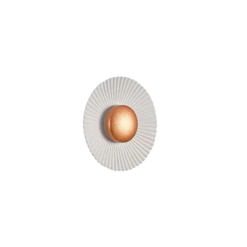 Round wall lamp with aluminium shade in multiple colour options including white and gold combinations