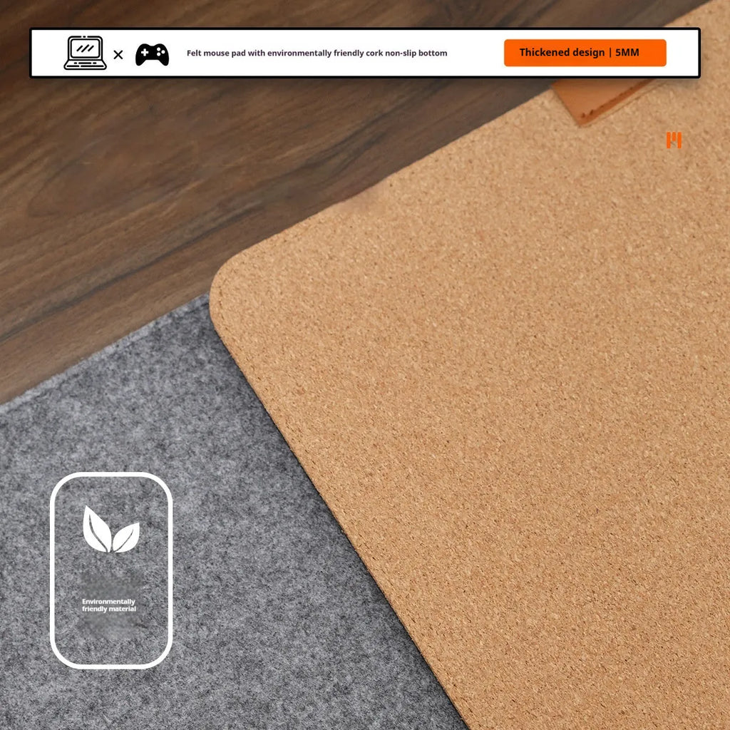 Oversize felt and cork desk mat mouse pad in multiple size options with minimalist design