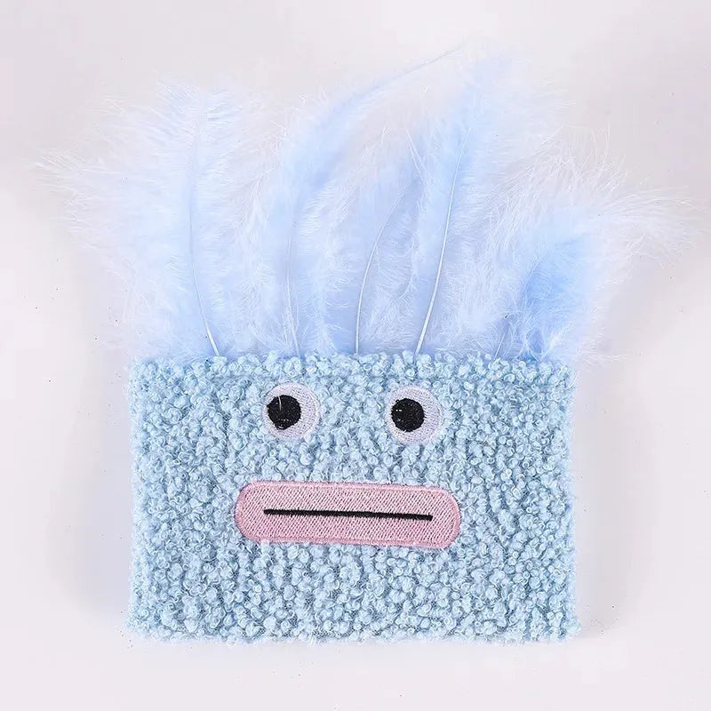 Large colourful plush cat toy with explosion head shape and big mouth design for feline play