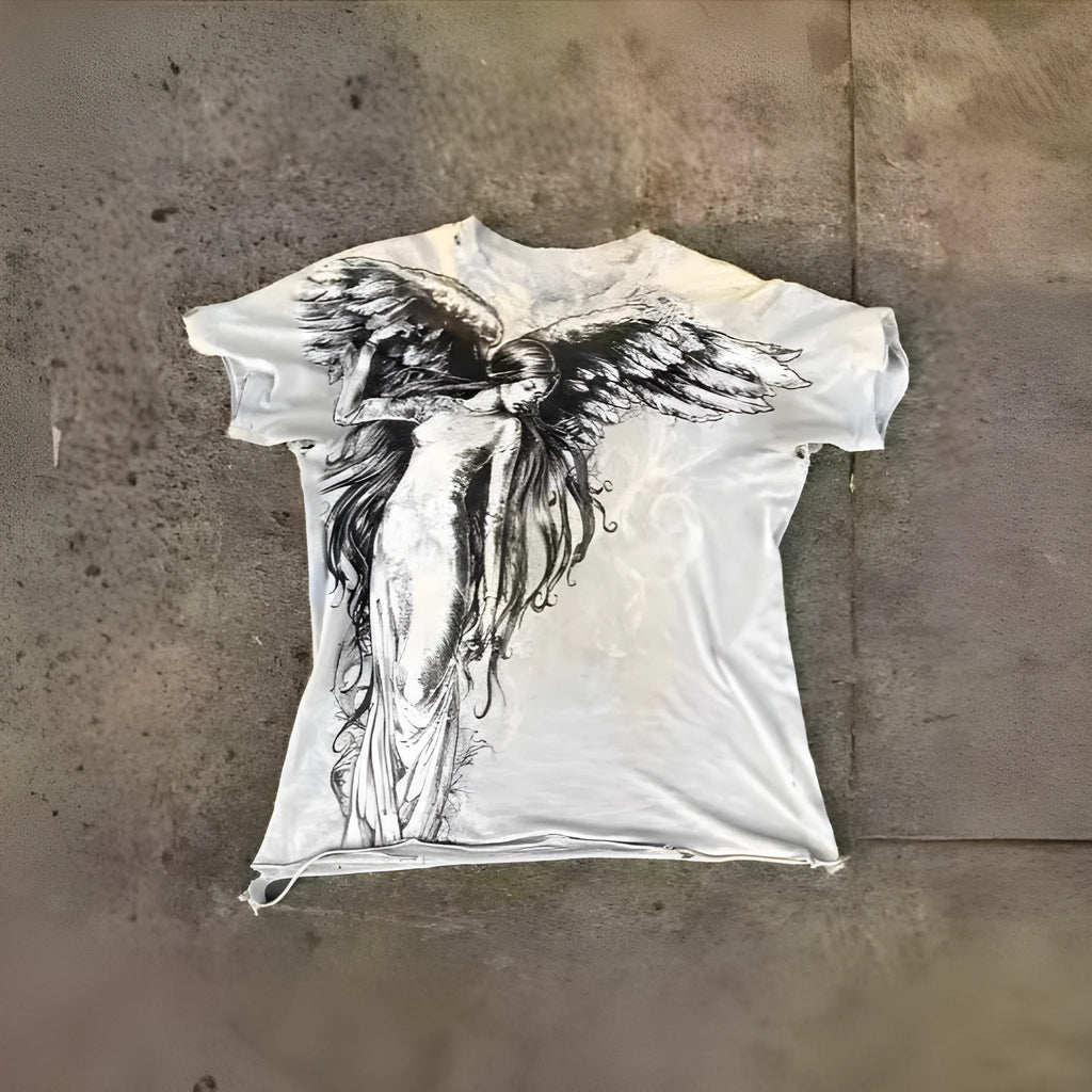 Men's short sleeve grey t-shirt with a cartoon pattern print, labelled as colour HQ929.
