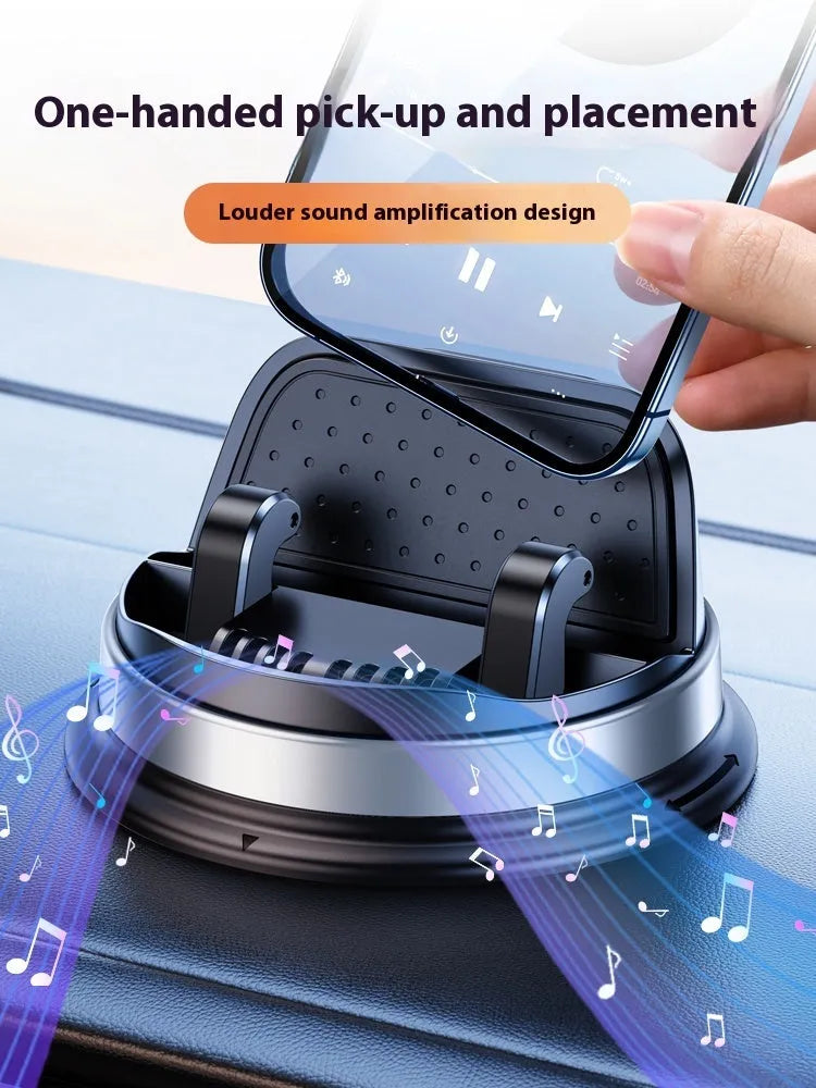 YQ09 rotating support suction cup phone holder on dashboard in black color with 360 degree rotation feature