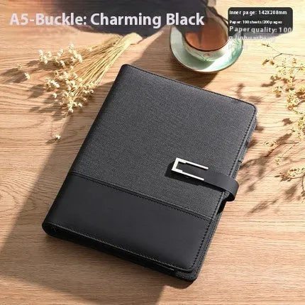 A5 soft leather notebook with PU cover and wood-free paper in choice of five colours