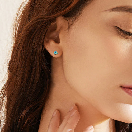 Brass gold-plated drop-shaped zircon earrings in candy colours with electroplating finish
