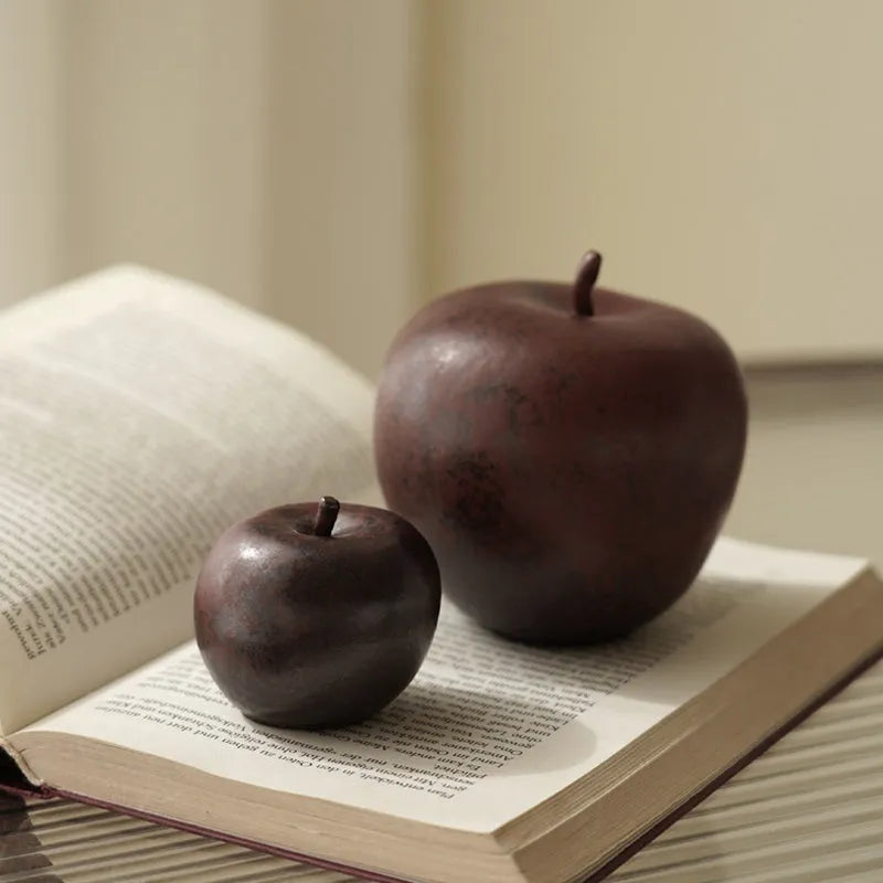 Chinese ceramic retro style apple ornament desktop decoration in large and small sizes